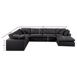 Comfy Black Vegan Leather Modular Sectional 188Black-Sec7A Meridian Furniture