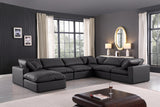 Comfy Black Vegan Leather Modular Sectional 188Black-Sec7A Meridian Furniture