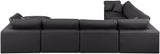 Comfy Black Vegan Leather Modular Sectional 188Black-Sec7A Meridian Furniture