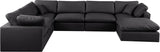 Comfy Black Vegan Leather Modular Sectional 188Black-Sec7A Meridian Furniture