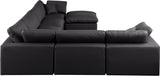 Comfy Black Vegan Leather Modular Sectional 188Black-Sec7A Meridian Furniture