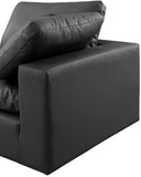 Comfy Black Vegan Leather Modular Sectional 188Black-Sec7A Meridian Furniture