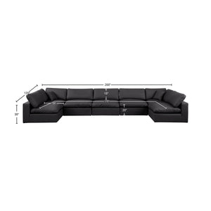 Comfy Black Vegan Leather Modular Sectional 188Black-Sec7B Meridian Furniture