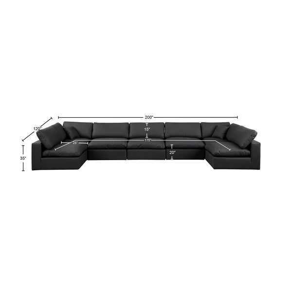 Comfy Black Vegan Leather Modular Sectional 188Black-Sec7B Meridian Furniture