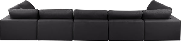 Comfy Black Vegan Leather Modular Sectional 188Black-Sec7B Meridian Furniture