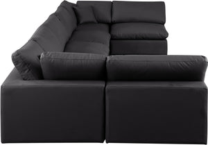 Comfy Black Vegan Leather Modular Sectional 188Black-Sec7B Meridian Furniture
