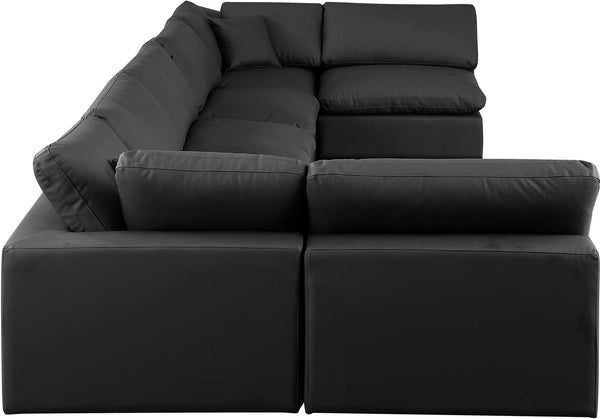 Comfy Black Vegan Leather Modular Sectional 188Black-Sec7B Meridian Furniture