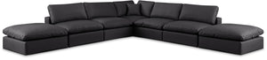 Comfy Black Vegan Leather Modular Sectional 188Black-Sec7C Meridian Furniture