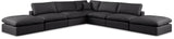 Comfy Black Vegan Leather Modular Sectional 188Black-Sec7C Meridian Furniture