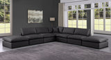 Comfy Black Vegan Leather Modular Sectional 188Black-Sec7C Meridian Furniture