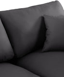 Comfy Black Vegan Leather Modular Sectional 188Black-Sec7C Meridian Furniture