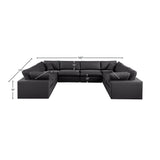 Comfy Black Vegan Leather Modular Sectional 188Black-Sec8A Meridian Furniture