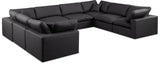 Comfy Black Vegan Leather Modular Sectional 188Black-Sec8A Meridian Furniture