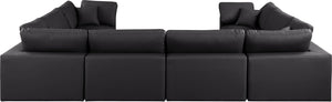 Comfy Black Vegan Leather Modular Sectional 188Black-Sec8A Meridian Furniture