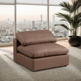 Comfy Brown Vegan Leather Modular Armless Chair 188Brown-Armless Meridian Furniture