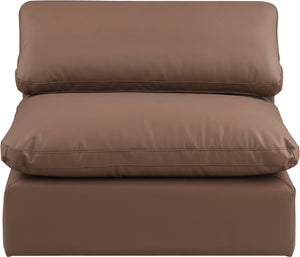 Comfy Brown Vegan Leather Modular Armless Chair 188Brown-Armless Meridian Furniture