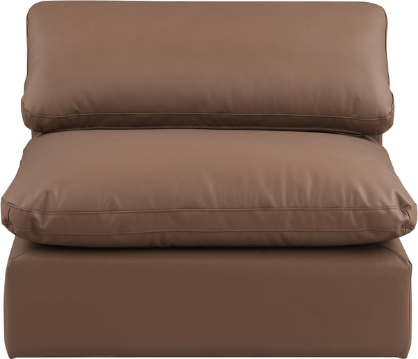 Comfy Brown Vegan Leather Modular Armless Chair 188Brown-Armless Meridian Furniture