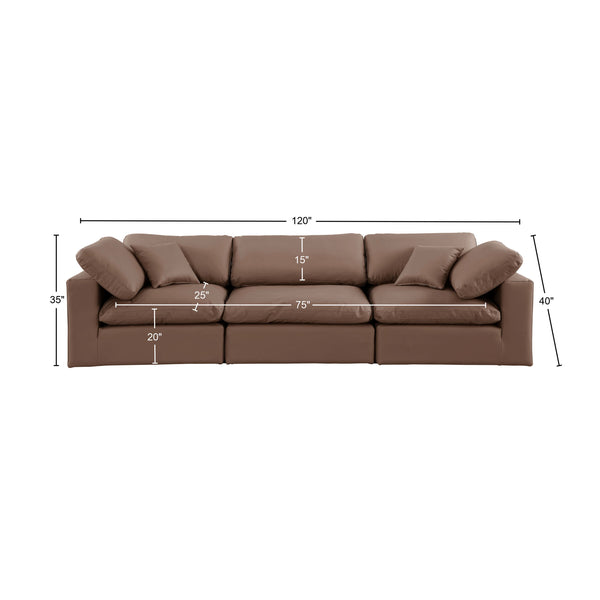 Comfy Brown Vegan Leather Modular Sofa 188Brown-S119 Meridian Furniture