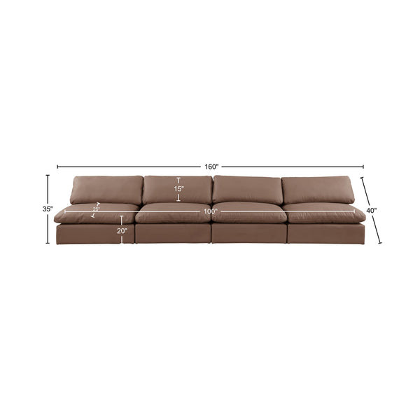 Comfy Brown Vegan Leather Modular Sofa 188Brown-S156 Meridian Furniture
