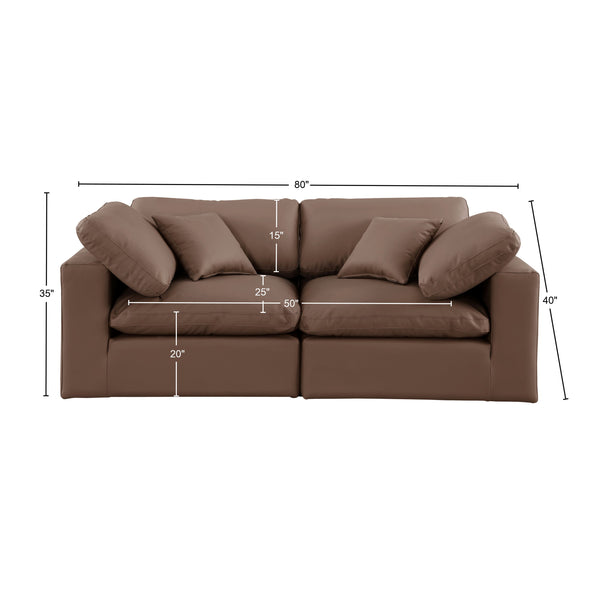 Comfy Brown Vegan Leather Modular Sofa 188Brown-S80 Meridian Furniture