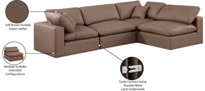 Comfy Brown Vegan Leather Modular Sectional 188Brown-Sec4B Meridian Furniture