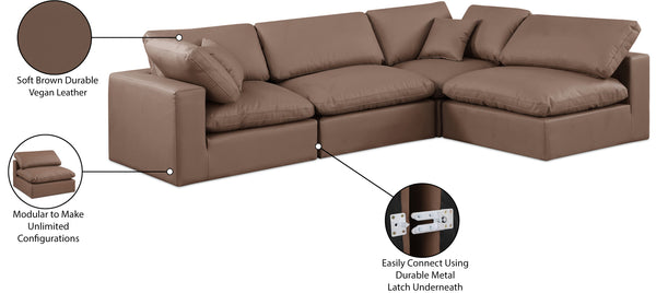 Comfy Brown Vegan Leather Modular Sectional 188Brown-Sec4B Meridian Furniture