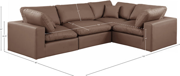 Comfy Brown Vegan Leather Modular Sectional 188Brown-Sec4C Meridian Furniture