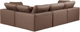 Comfy Brown Vegan Leather Modular Sectional 188Brown-Sec4C Meridian Furniture