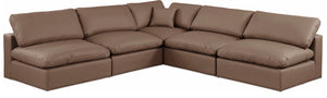 Comfy Brown Vegan Leather Modular Sectional 188Brown-Sec5B Meridian Furniture