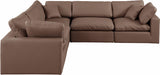 Comfy Brown Vegan Leather Modular Sectional 188Brown-Sec5C Meridian Furniture