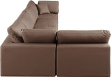 Comfy Brown Vegan Leather Modular Sectional 188Brown-Sec5D Meridian Furniture