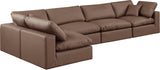 Comfy Brown Vegan Leather Modular Sectional 188Brown-Sec5D Meridian Furniture