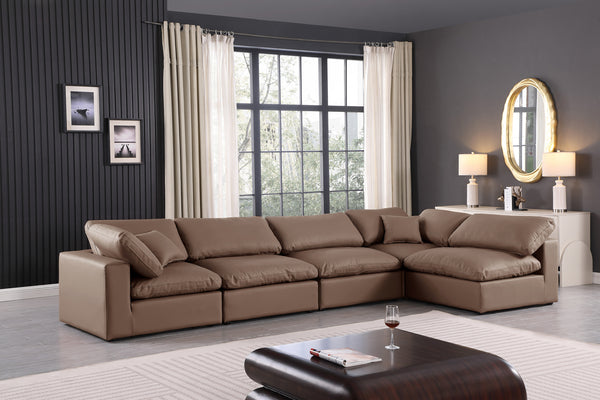 Comfy Brown Vegan Leather Modular Sectional 188Brown-Sec5D Meridian Furniture