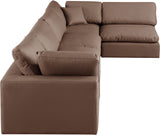 Comfy Brown Vegan Leather Modular Sectional 188Brown-Sec5D Meridian Furniture