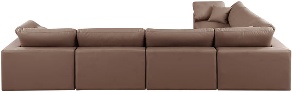 Comfy Brown Vegan Leather Modular Sectional 188Brown-Sec6A Meridian Furniture