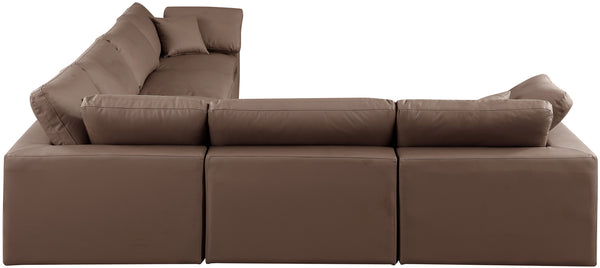 Comfy Brown Vegan Leather Modular Sectional 188Brown-Sec6A Meridian Furniture