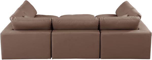 Comfy Brown Vegan Leather Modular Sectional 188Brown-Sec6C Meridian Furniture