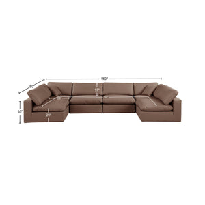Comfy Brown Vegan Leather Modular Sectional 188Brown-Sec6D Meridian Furniture