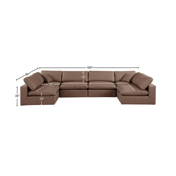 Comfy Brown Vegan Leather Modular Sectional 188Brown-Sec6D Meridian Furniture