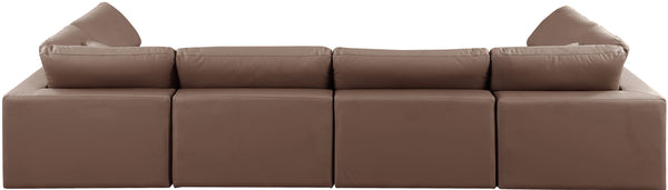 Comfy Brown Vegan Leather Modular Sectional 188Brown-Sec6D Meridian Furniture