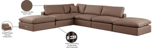 Comfy Brown Vegan Leather Modular Sectional 188Brown-Sec6E Meridian Furniture