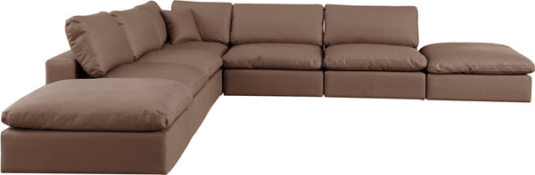 Comfy Brown Vegan Leather Modular Sectional 188Brown-Sec7C Meridian Furniture