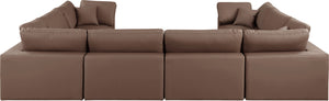 Comfy Brown Vegan Leather Modular Sectional 188Brown-Sec8A Meridian Furniture