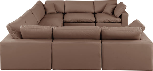 Comfy Brown Vegan Leather Modular Sectional 188Brown-Sec8A Meridian Furniture
