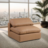 Comfy Cognac Vegan Leather Modular Armless Chair 188Cognac-Armless Meridian Furniture