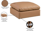 Comfy Cognac Vegan Leather Modular Ottoman 188Cognac-Ott Meridian Furniture