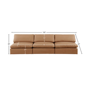 Comfy Cognac Vegan Leather Modular Sofa 188Cognac-S117 Meridian Furniture