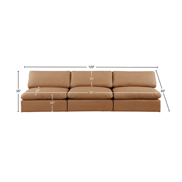 Comfy Cognac Vegan Leather Modular Sofa 188Cognac-S117 Meridian Furniture