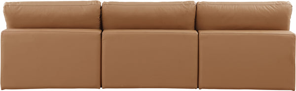Comfy Cognac Vegan Leather Modular Sofa 188Cognac-S117 Meridian Furniture