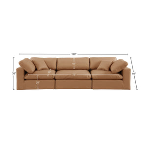 Comfy Cognac Vegan Leather Modular Sofa 188Cognac-S119 Meridian Furniture